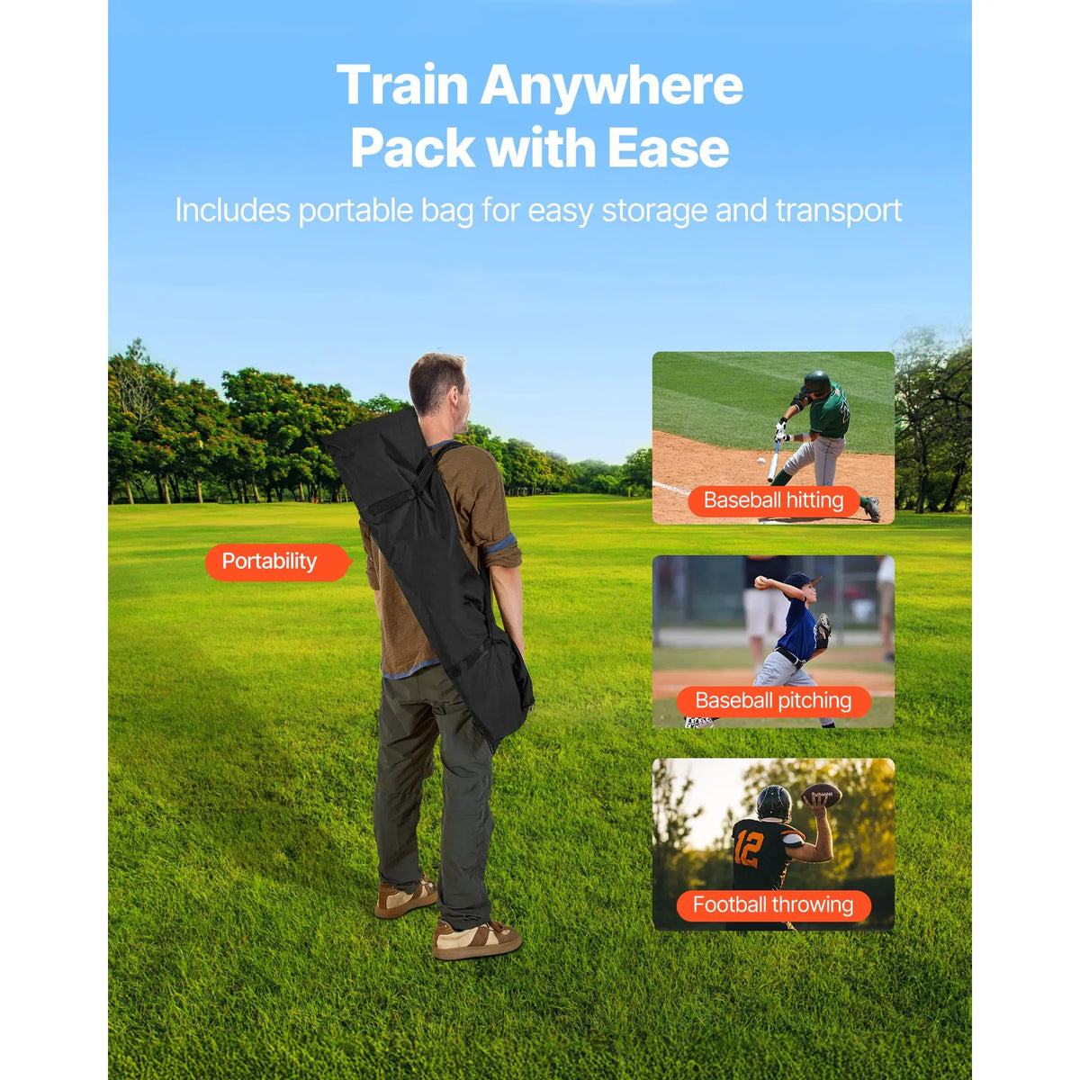 7x7 ft Football Trainer Throwing Net — 5 Target Pockets, Quick Setup, Portable Carry Bag