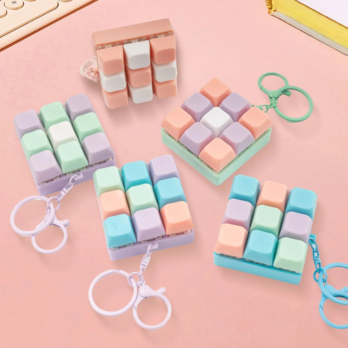 Mini Keyboard Fidget Keychain — 9-Key Clicky Stress Relief Toy for Adults & Teens