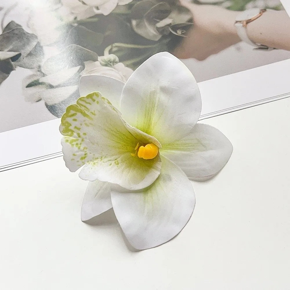 Artificial Magnolia Flower Hair Clip — Hawaiian Boho Style, Plastic Barrette, 12cm, 8 Colors