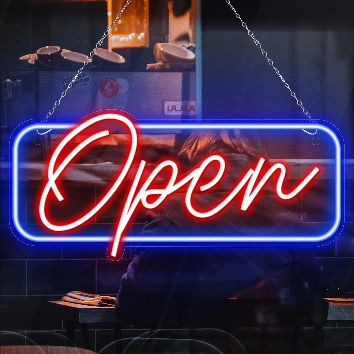 LED OPEN Sign — Colorful Neon-Style, On/Off Switch, Wall Hanging, 42x19.5cm, for Shops & Businesses