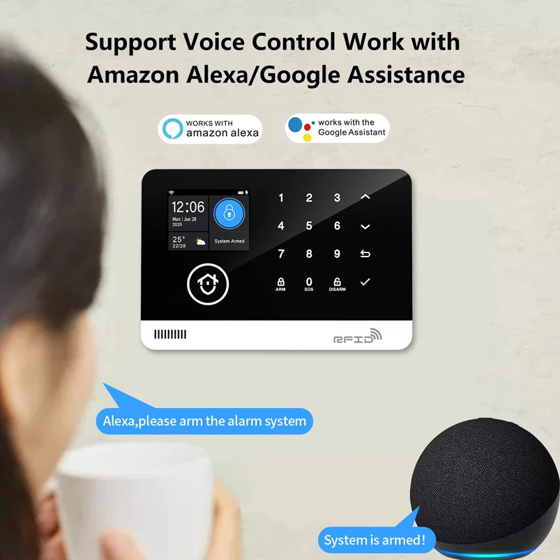 eMastiff G03 Smart Home Alarm Hub — Wi-Fi + GSM, Tuya, Alexa & Google, 100 Zones, RFID + App Control