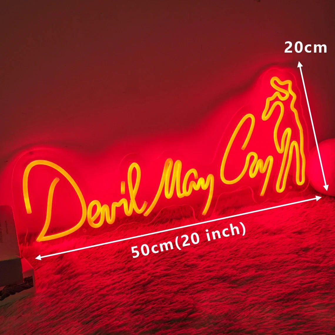 Demon Hunter LED Neon Sign — 20 Inch, Acrylic, Game Room & Bedroom Wall Decor, Gamer Gift