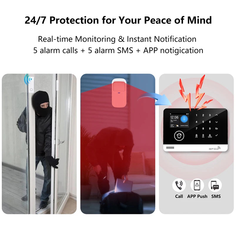 eMastiff G03 Smart Home Alarm Hub — Wi-Fi + GSM, Tuya, Alexa & Google, 100 Zones, RFID + App Control
