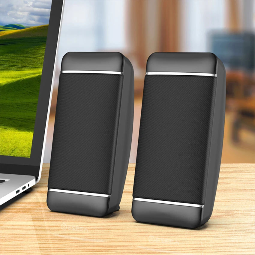 USB Desktop Computer Speakers — Stereo, Piano Lacquer Shell, 1.5" Hi-Fi Driver, for PC & Laptop