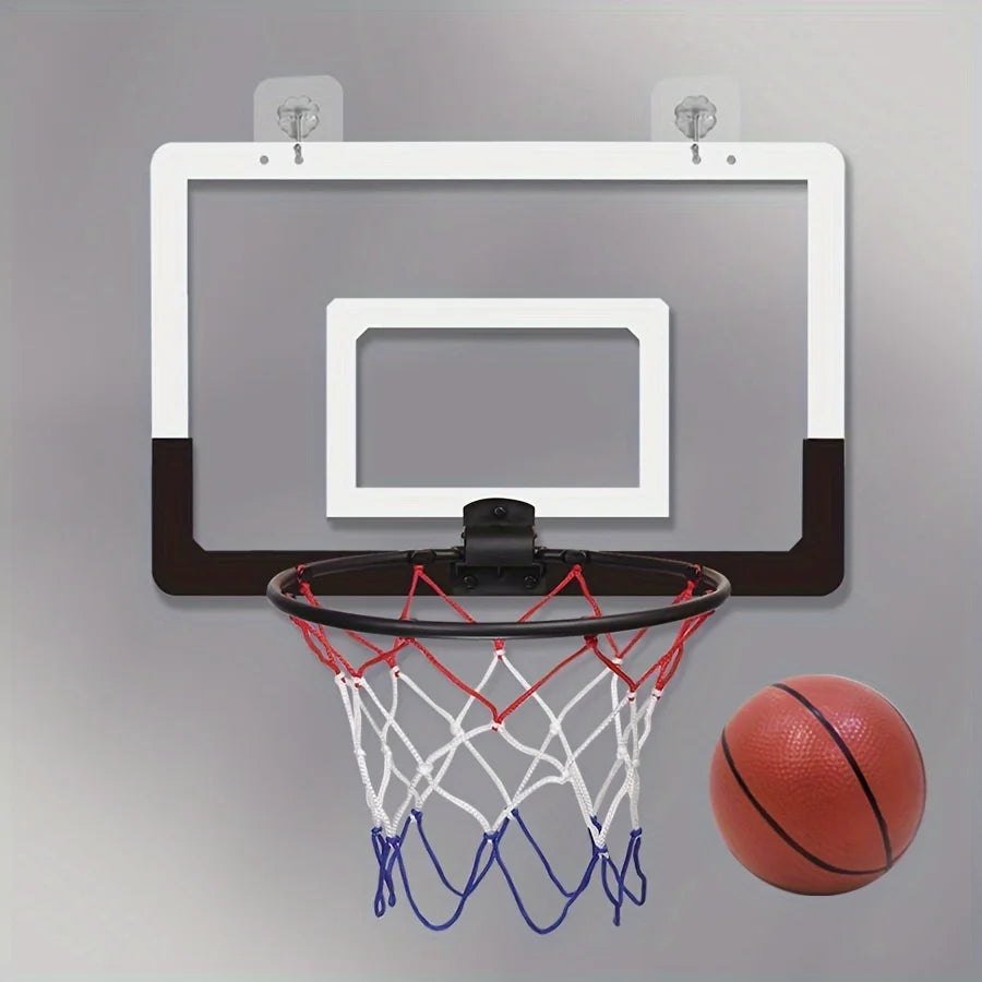 Foldable Wall-Mounted Indoor Basketball Hoop — No-Drill, Includes Ball & Air Pump