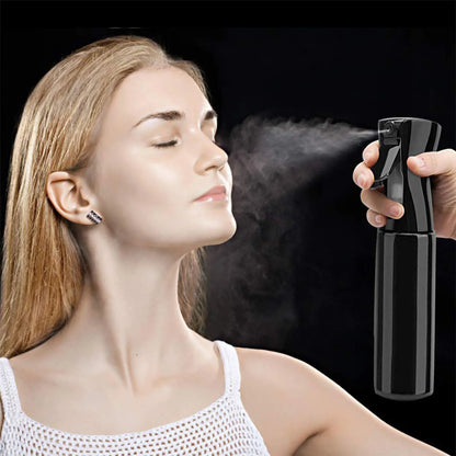 360° Continuous Fine Mist Spray Bottle — 0.3mm Nozzle, PET Plastic, 160ml to 500ml, Hair & Multi-Use