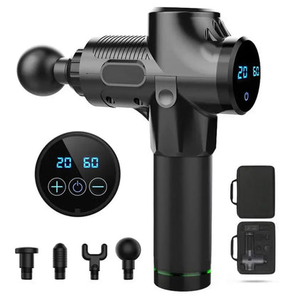 Percussion Massage Gun — 30 Speed Settings, 6 Heads, 3h Battery, Deep Tissue Muscle Recovery