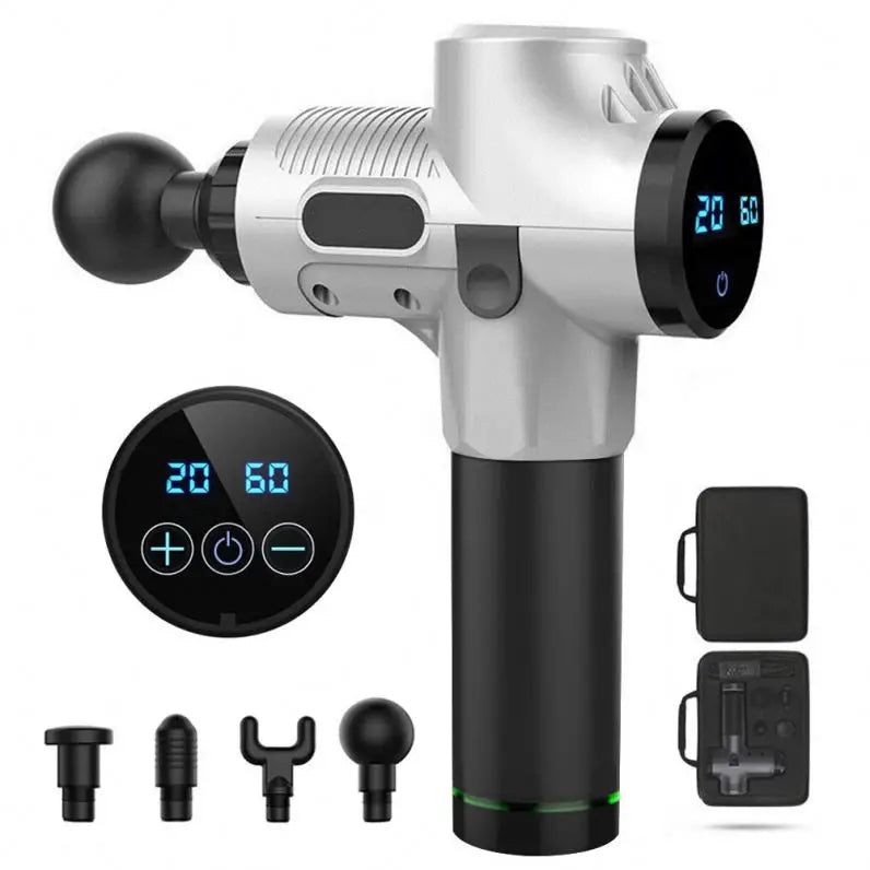 Percussion Massage Gun — 30 Speed Settings, 6 Heads, 3h Battery, Deep Tissue Muscle Recovery