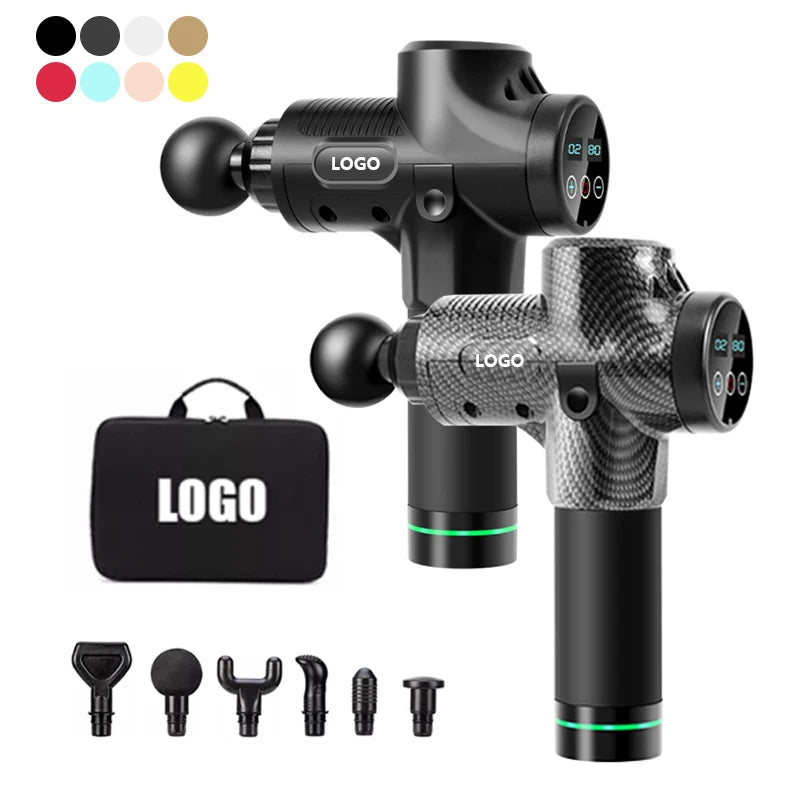 Percussion Massage Gun — 30 Speed Settings, 6 Heads, 3h Battery, Deep Tissue Muscle Recovery