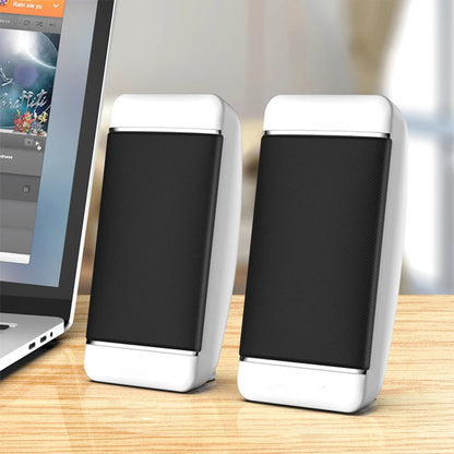 USB Desktop Computer Speakers — Stereo, Piano Lacquer Shell, 1.5" Hi-Fi Driver, for PC & Laptop