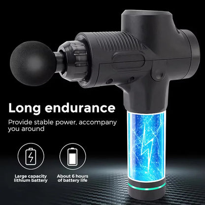 Percussion Massage Gun — 30 Speed Settings, 6 Heads, 3h Battery, Deep Tissue Muscle Recovery