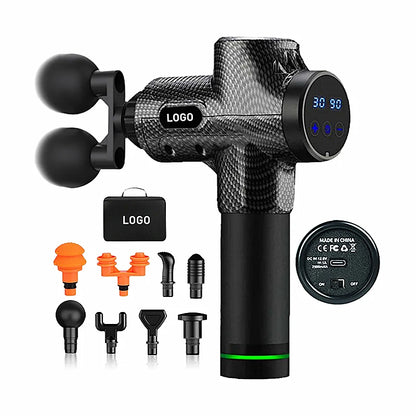 Percussion Massage Gun — 30 Speed Settings, 6 Heads, 3h Battery, Deep Tissue Muscle Recovery