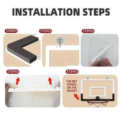 Foldable Wall-Mounted Indoor Basketball Hoop — No-Drill, Includes Ball & Air Pump