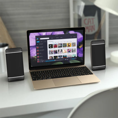 USB Desktop Computer Speakers — Stereo, Piano Lacquer Shell, 1.5" Hi-Fi Driver, for PC & Laptop