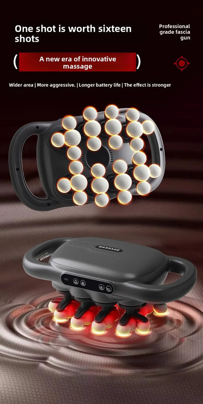 Wireless Percussion Massage Gun — 30 Speeds, Up to 16 Heads, Brushless Motor, USB Rechargeable