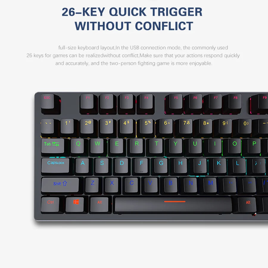 Mini RGB Mechanical Gaming Keyboard – USB Wired, Ergonomic & Backlit