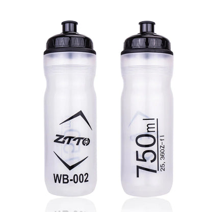 750ml MTB Cycling Water Bottle — BPA-Free PP, Squeeze & Spray, 53mm Wide Mouth