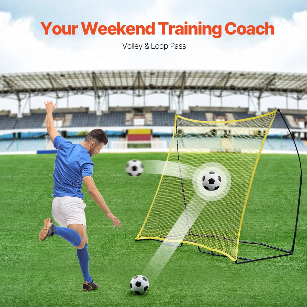 7x7 ft Soccer Rebounder Net — Portable Practice Wall for Passing, Volleys & Ball Control