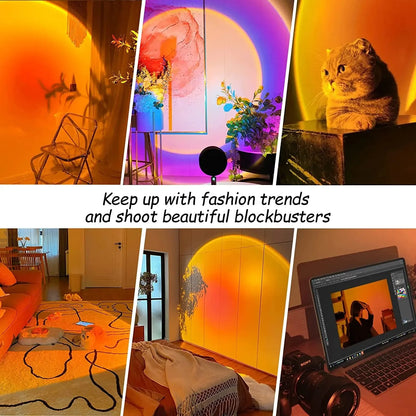 RGB Sunset Lamp — 16-Color Dimmable LED Mood Light for Room Decor & Photography
