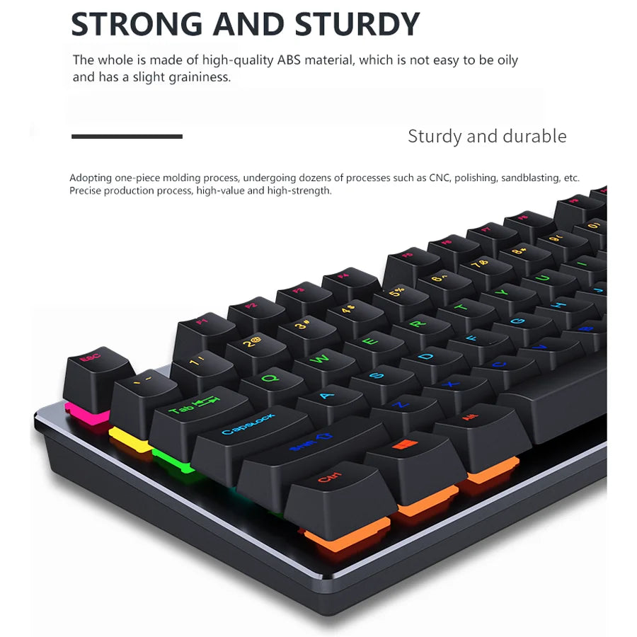 Mini RGB Mechanical Gaming Keyboard – USB Wired, Ergonomic & Backlit