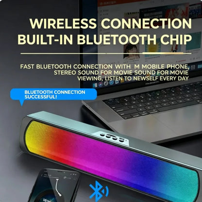 Q4 RGB Bluetooth Soundbar Speaker — 15W, Bass Boost, 5 Sound Modes, TF Card, for Gaming & Music
