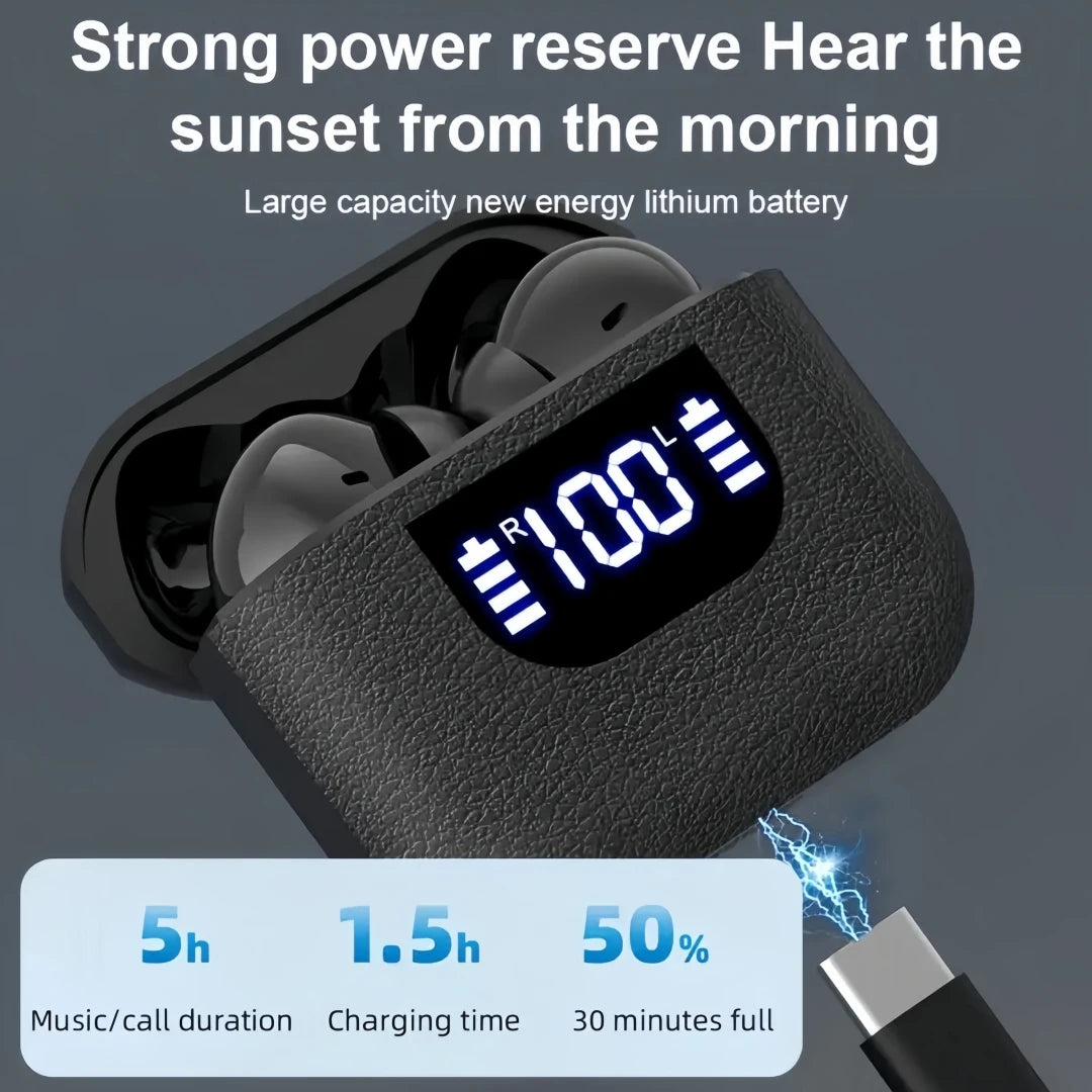 True Wireless Earbuds — 60H Battery, Wireless Charging Case, Touch Control, Built-in Mic