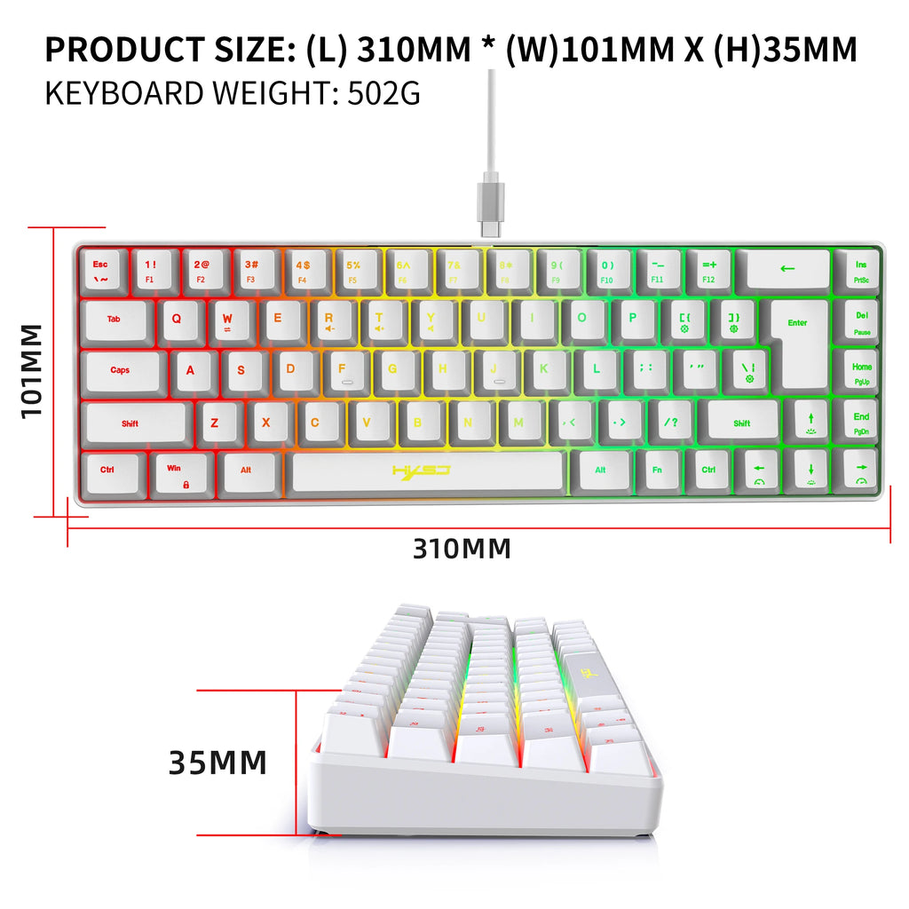 68-Key RGB Gaming Keyboard — Wired, Portable, Windows Compatible