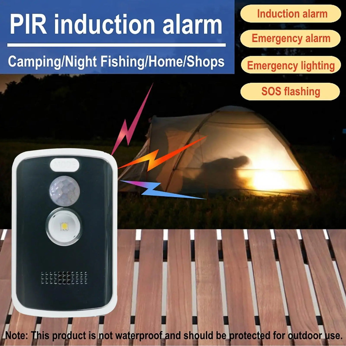 125dB PIR Motion Sensor Alarm — 3 Modes, 3–5m Range, Camping & Home Perimeter Security, 3-Year Standby