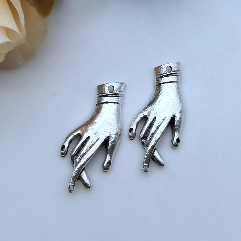 Neo-Gothic Hand & Sword Charm Pendant — Zinc Alloy, Enamel Finish, Gold or Silver, DIY Jewelry