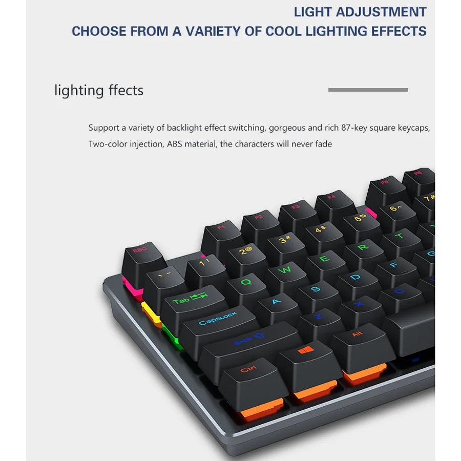 Mini RGB Mechanical Gaming Keyboard – USB Wired, Ergonomic & Backlit