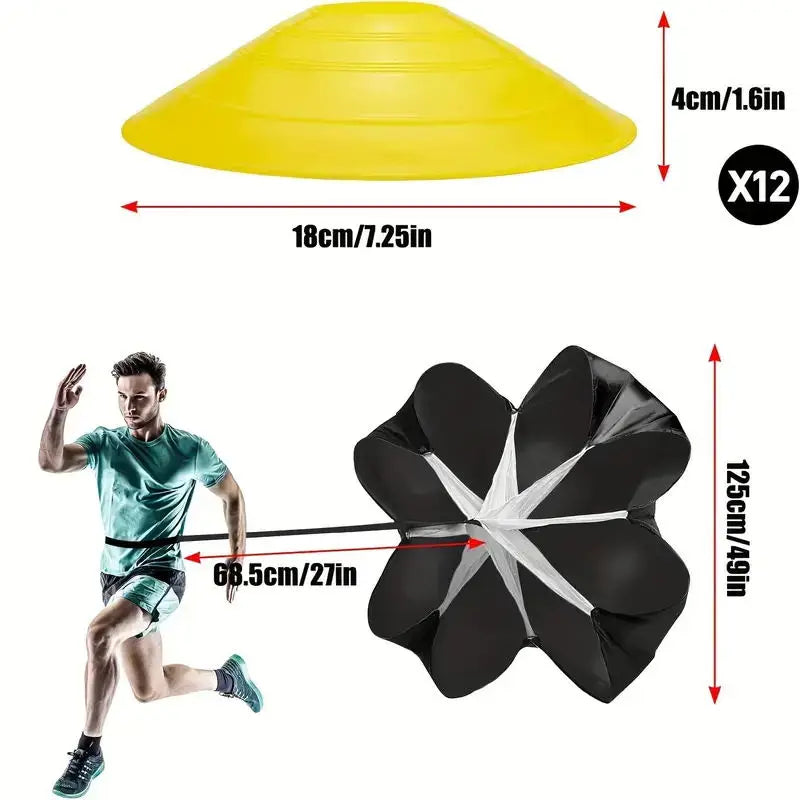 Speed Resistance Parachute Training Kit — Football & Soccer Fitness, PE + Nylon, Outdoor Sprint Training