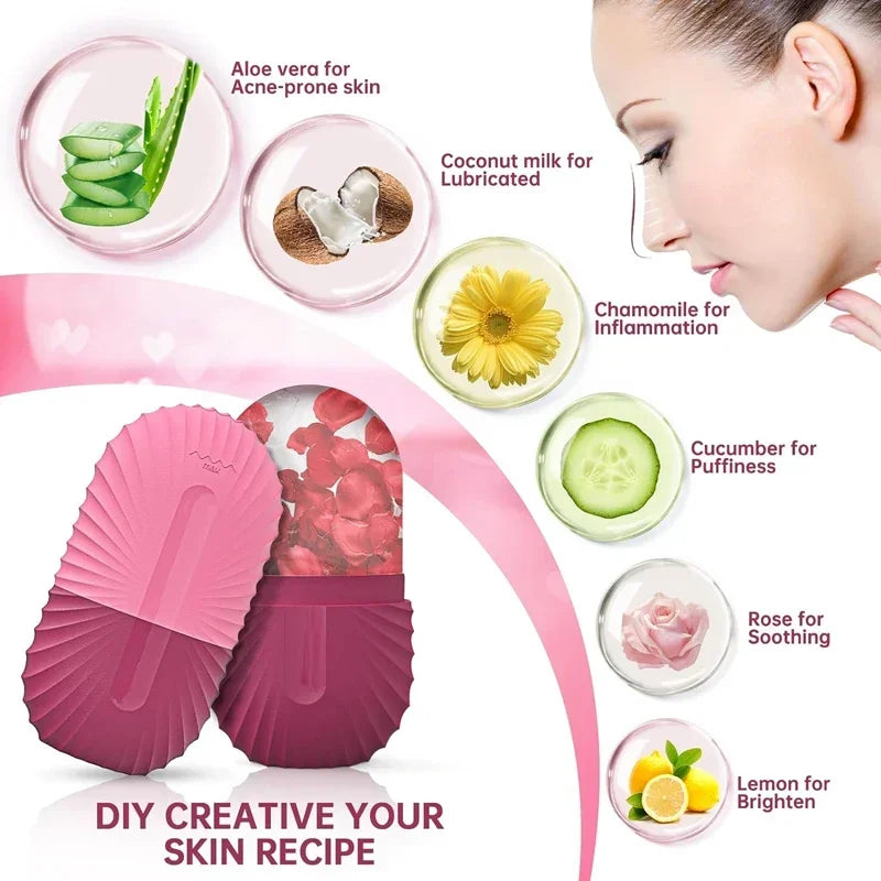 Silicone Ice Face Roller — Reduce Puffiness, Shrink Pores & Soothe Skin, Reusable, 7 Colors