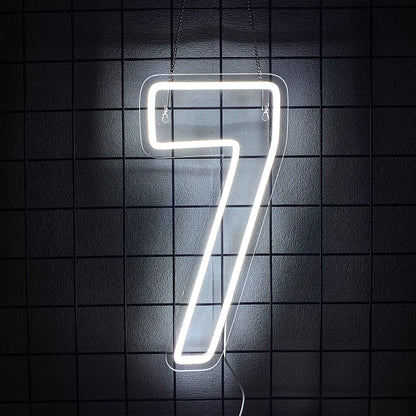 LED Neon Number Sign (0–9) — White, USB-Powered, Acrylic, Wall Decor for Birthdays & Events