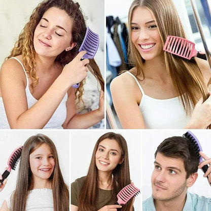 Boar Bristle Scalp Massage Hairbrush — Anti-Static, Detangling, Straight & Curly Hair, 7 Colors