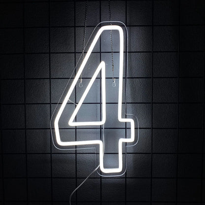 LED Neon Number Sign (0–9) — White, USB-Powered, Acrylic, Wall Decor for Birthdays & Events