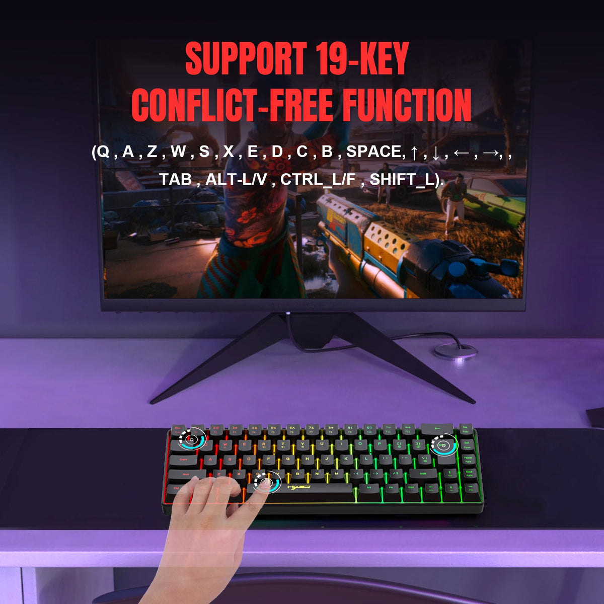 68-Key RGB Gaming Keyboard — Wired, Portable, Windows Compatible