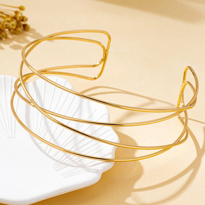 Minimalist Geometric Choker Necklace — Silver or Gold Tone, Iron Alloy, Daily Wear & Party