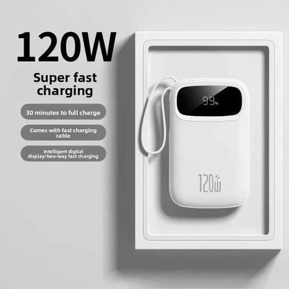120W Fast Charging Power Bank — 10000 or 20000mAh, Digital Display, Cable Included, CE/UL Certified