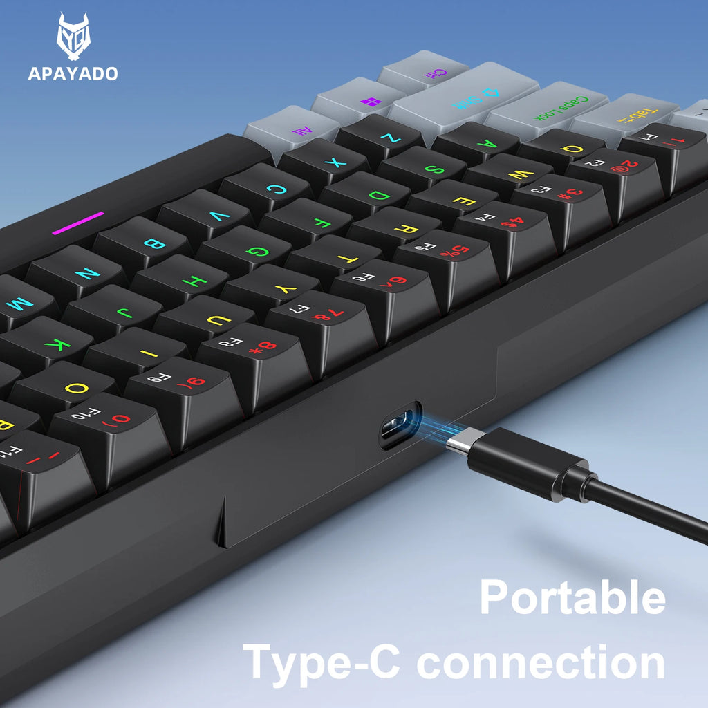 APAYADO K61 Mini Mechanical Keyboard — 60% Layout, RGB Backlight, Hot-Swap, Wired