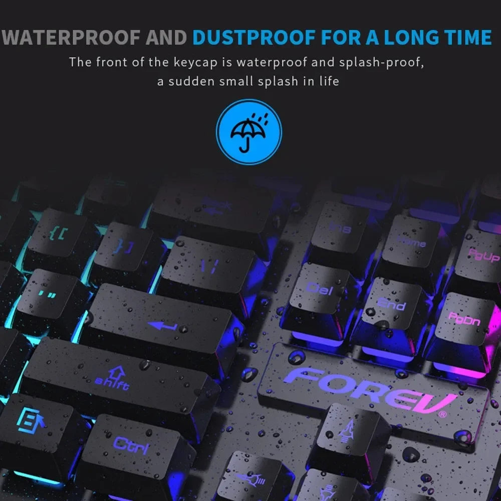 Mechanical Keyboard & Mouse Combo – Backlit, Waterproof & RGB
