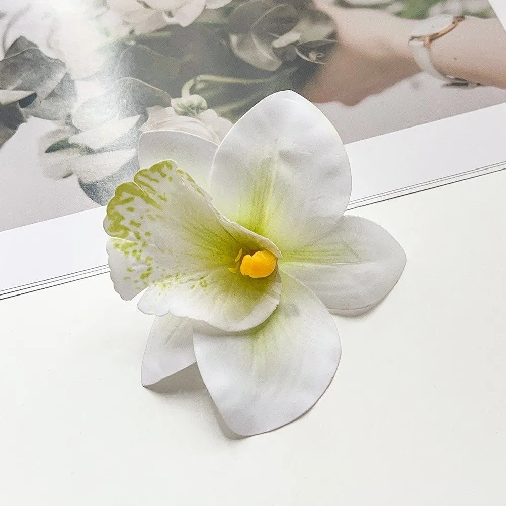 Artificial Magnolia Flower Hair Clip — Hawaiian Boho Style, Plastic Barrette, 12cm, 8 Colors