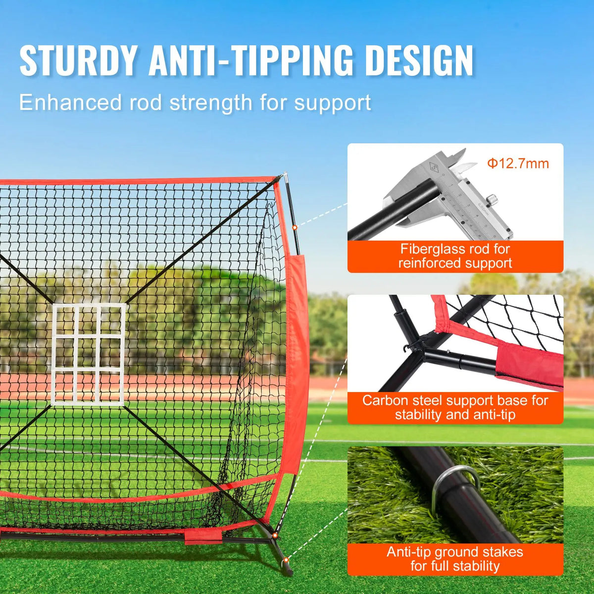 5x5 ft Baseball & Softball Practice Net — Hitting, Batting, Pitching & Catching Training