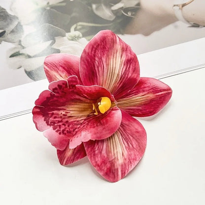 Artificial Magnolia Flower Hair Clip — Hawaiian Boho Style, Plastic Barrette, 12cm, 8 Colors