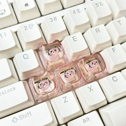Cute Cat & Kaomoji WASD Keycaps — MAO Profile, MX Switch Compatible, 4-Pack
