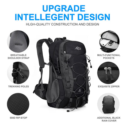 45L Foldable Hiking Backpack — Nylon, Adjustable Straps, Optional Rain Cover, 6 Colors
