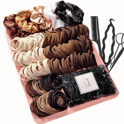 Satin Scrunchie & Hair Tie Set — Seamless Elastic Bands, Variety Pack, All Seasons