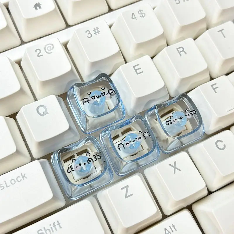 Cute Cat & Kaomoji WASD Keycaps — MAO Profile, MX Switch Compatible, 4-Pack
