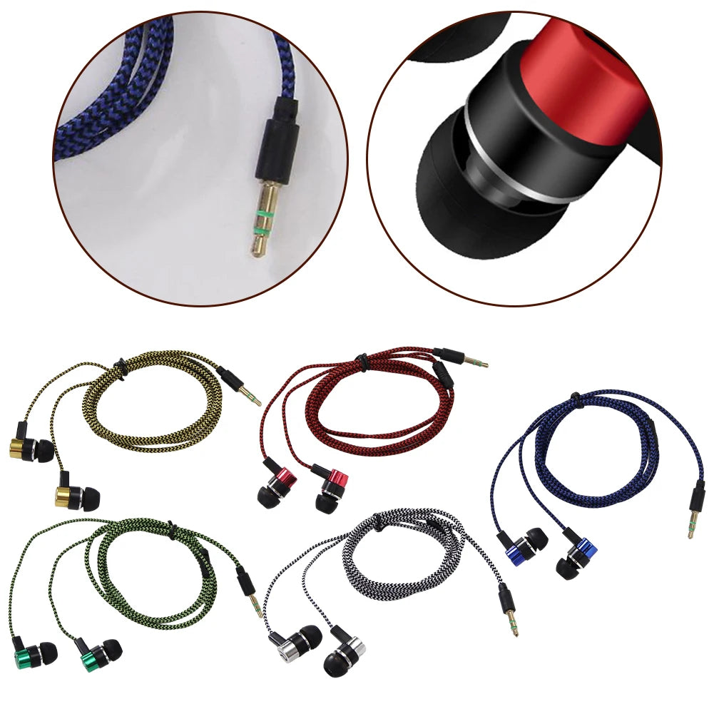 3.5mm Wired In-Ear Earbuds — Bass Stereo, Noise Isolating, Built-in Mic, 5 Colors