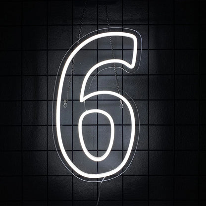 LED Neon Number Sign (0–9) — White, USB-Powered, Acrylic, Wall Decor for Birthdays & Events