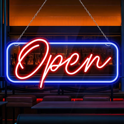 LED OPEN Sign — Colorful Neon-Style, On/Off Switch, Wall Hanging, 42x19.5cm, for Shops & Businesses